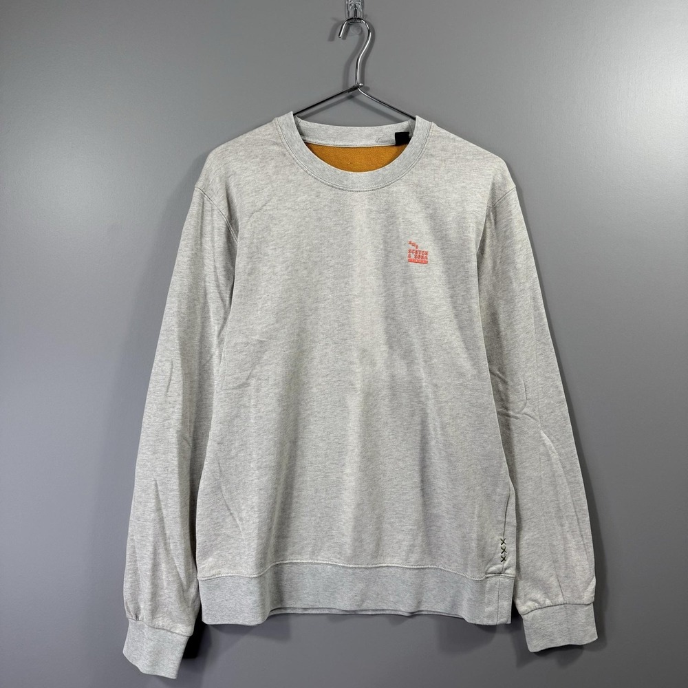Scotch & Soda Sweatshirt Mens Large Gray Fleece Crewneck Logo Pullover Graphic